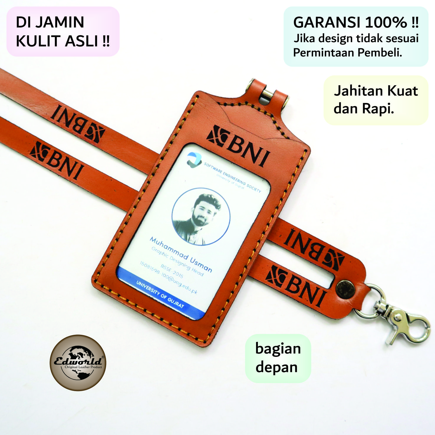 ID CARD HOLDER KULIT ASLI CUSTOM PREMIUM Edworld Premium Store