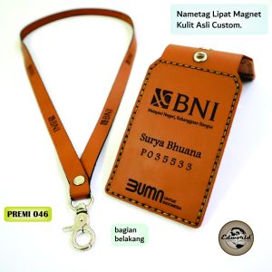 Nametag Lipat Kulit Asli Custom Instansi